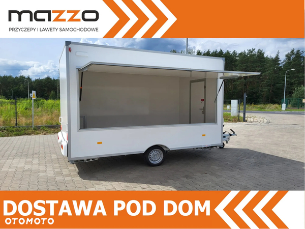 Niewiadów DOSTAWA 360x203x230! Przyczepa HANDLOWA Gastronomiczna dwuosiowa H13361H Ściany z LAMINATU! Jedno okno Koła 13C!