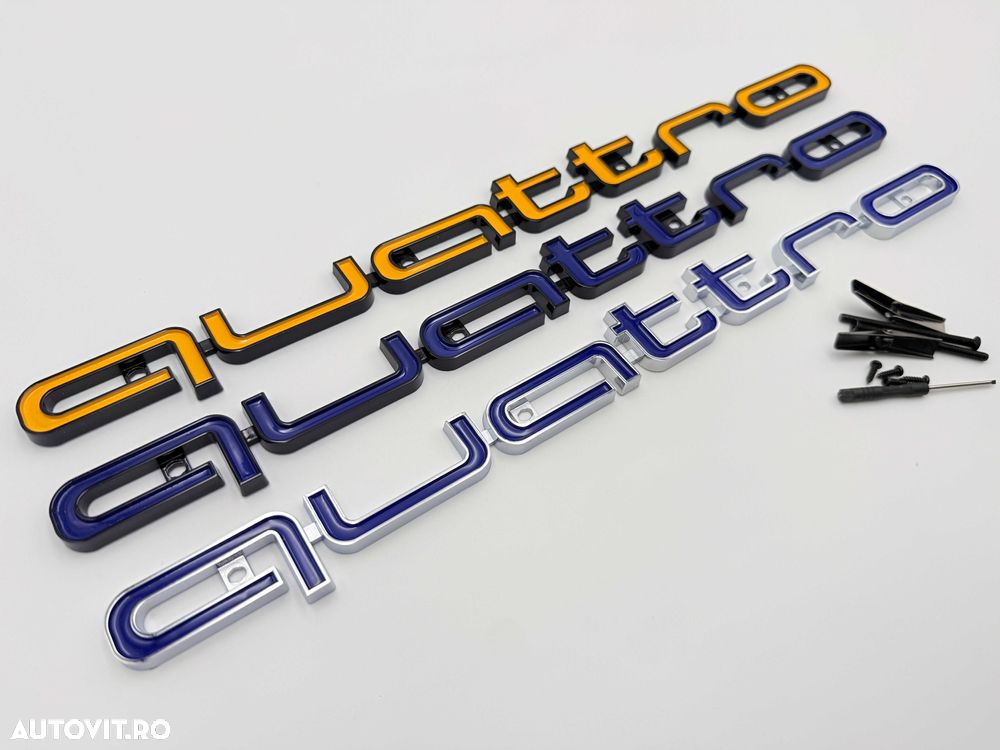 Emblema Compatibila Audi QUATTRO grila negru/albastru - 5