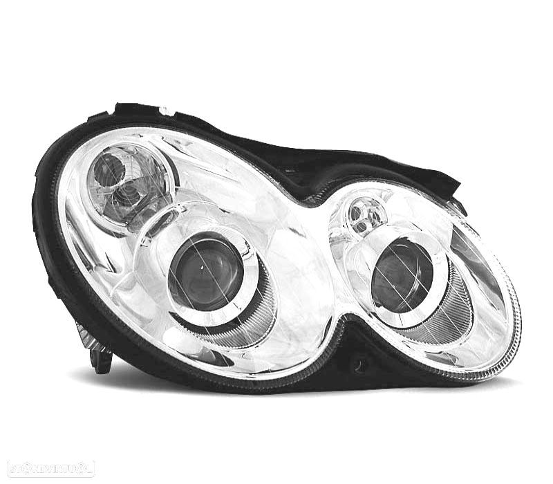 FARÓIS MERCEDES CLASSE CLK W209 02-09 LUPA FUNDO CROMADO - 2
