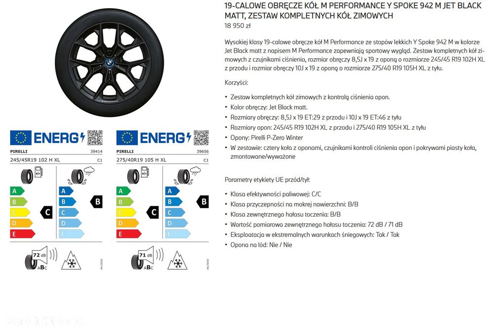 NOWE Oryginalne koła zimowe 19" BMW 942M 5 i5 G60 G61 245/45R19 275/40R19 - 13
