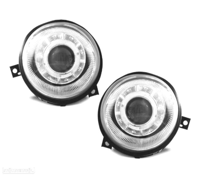 FARÓIS VOLKSWAGEN VW LUPO 98-05 LUZ DIURNA OLHOS DE ANJO FUNDO CROMADO - 1