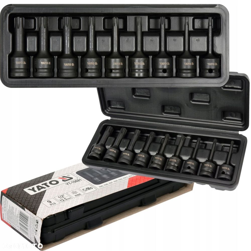YATO ZESTAW UDAROWYCH KLUCZY TRZPIENIOWYCH KOMPLET KLUCZE RIBE YT-1068 - 10