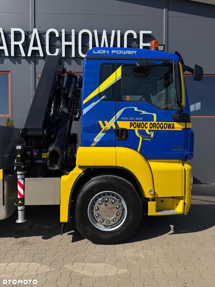MAN TGS TGX 26.360 E5 laweta uniwersalna + Dźwig HDS HMF 1420 K2 / pomoc drogowa / kran krane dzwig hds żuraw - 32