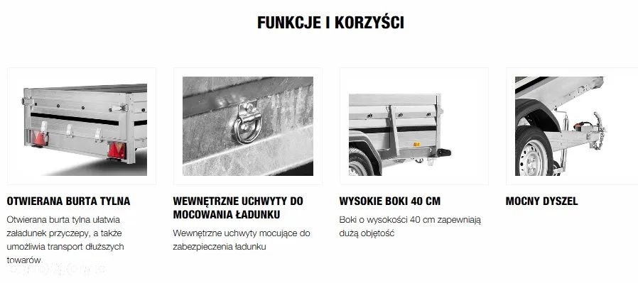 Brenderup Przyczepa BRENDERUP 2270 XL 750kg, wym. 270x128 H 40cmcm, lekka towarowa! - 5