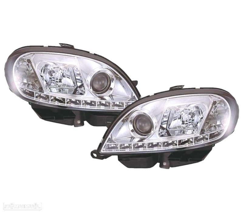 FARÓIS LUZ DIURNA LED CITROEN SAXO 99-02 FUNDO CROMADO - 1