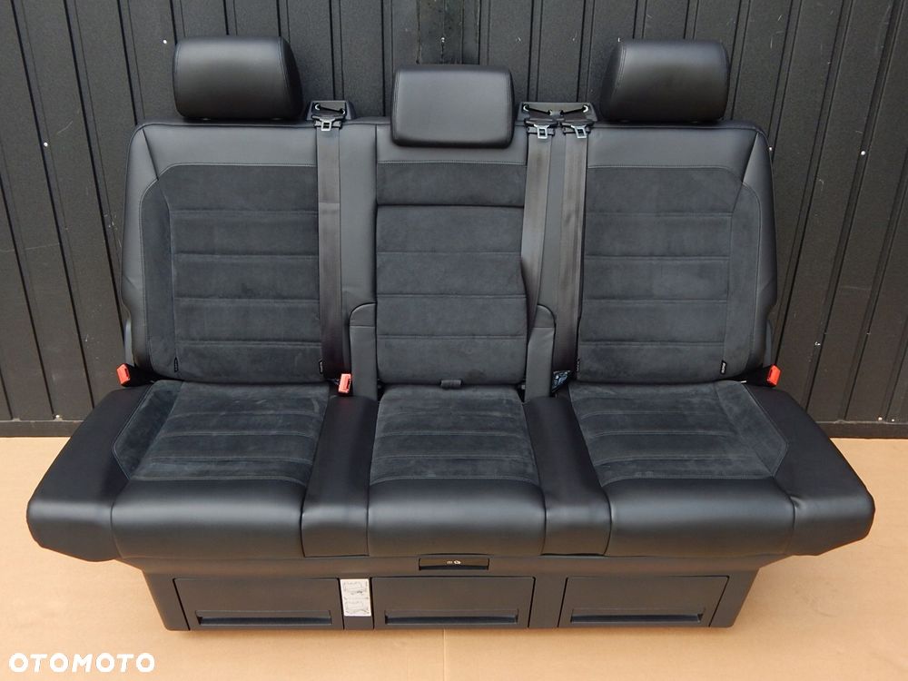 vw t6 t6.1 multivan fotel kanapa łóżko tył skóra alcantara czarna - 1