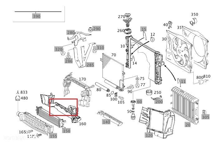 MERCEDES E-KLASA W211 Kierownica powietrza chlodnicy dolna OE - 2