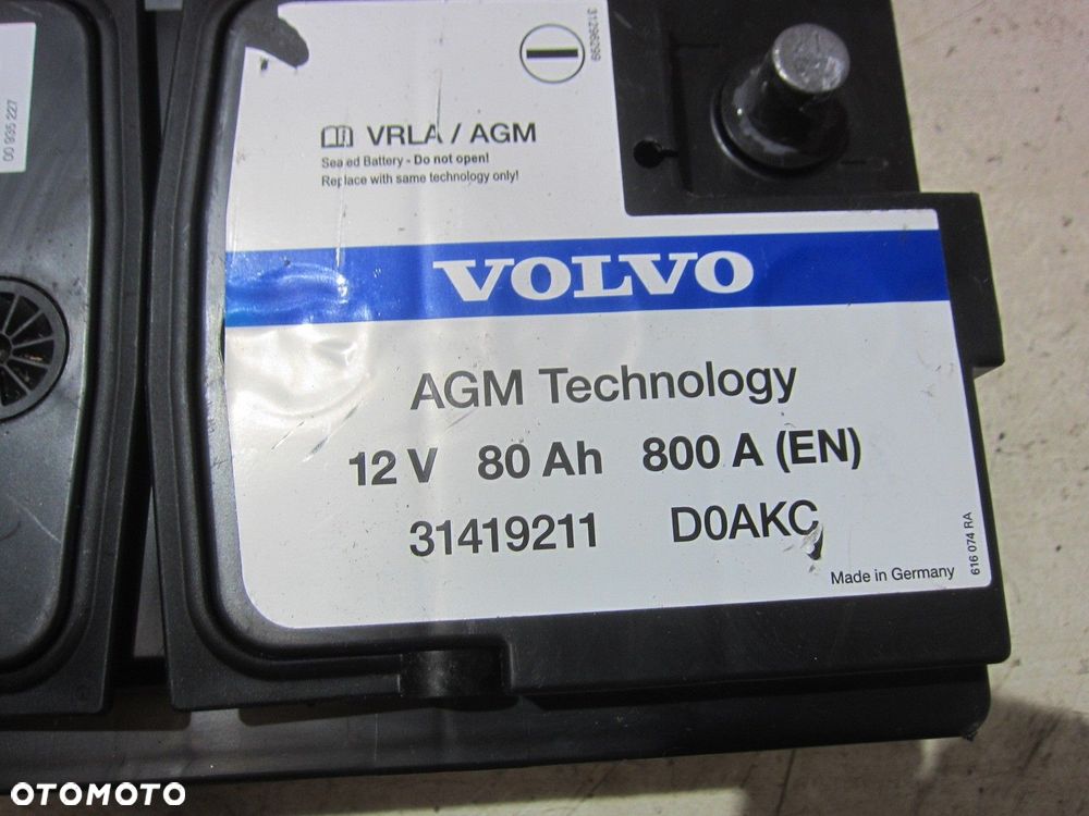 VOLVO XC60 XC40 XC90 S60 S90 START STOP AGM AKUMULATOR 80AH 800A 31419211 - 3