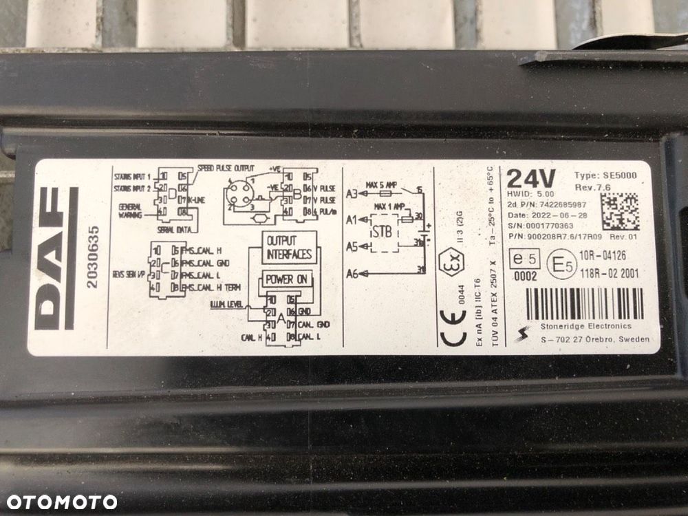 TACHOGRAF  DAF XF 2012 - 2022 FT 460 340 kW [462 KM] 4x2 2012 2030635 - 4