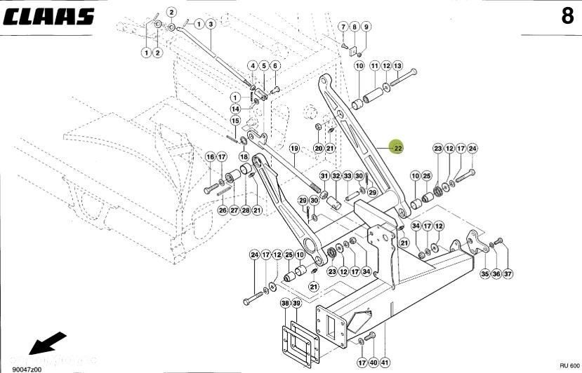 Claas RU600 - wahacz lewy 0009994640 - 1