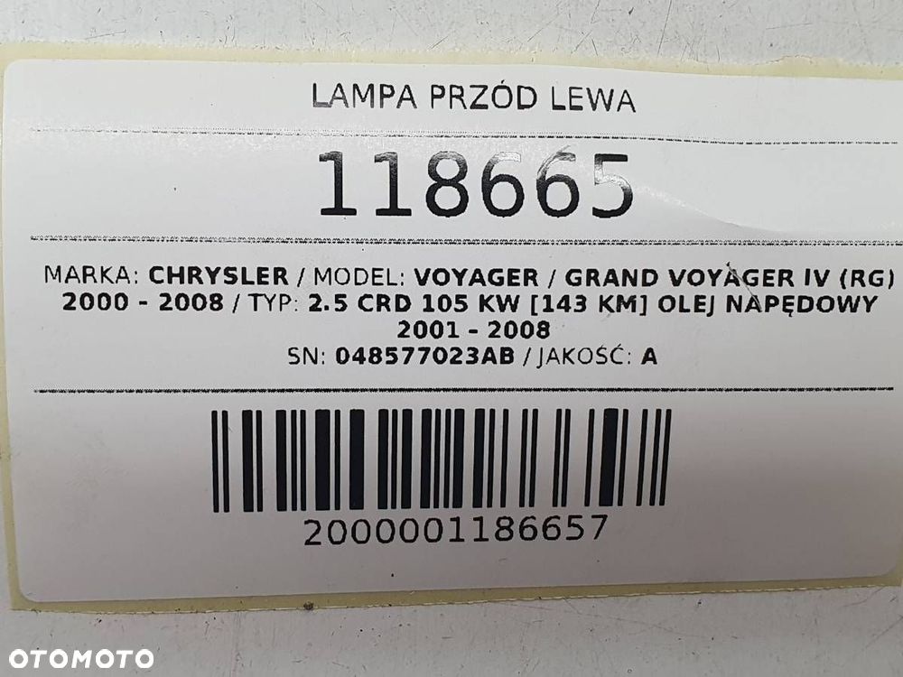 LAMPA PRZÓD PRZEDNIA LEWA CHRYSLER VOYAGER IV 0SB701L5AB - 7