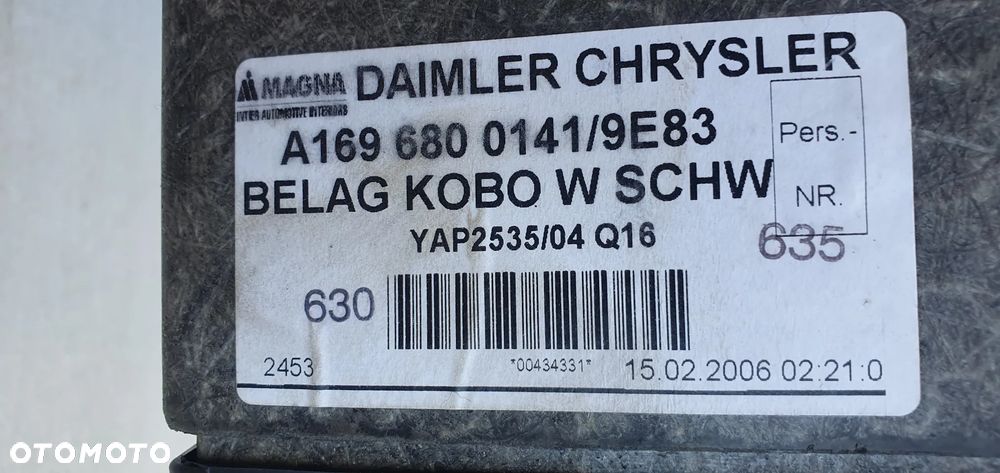 Podłoga dywan bagażnika Mercedes A-Klasa W169 A1696800141 - 5