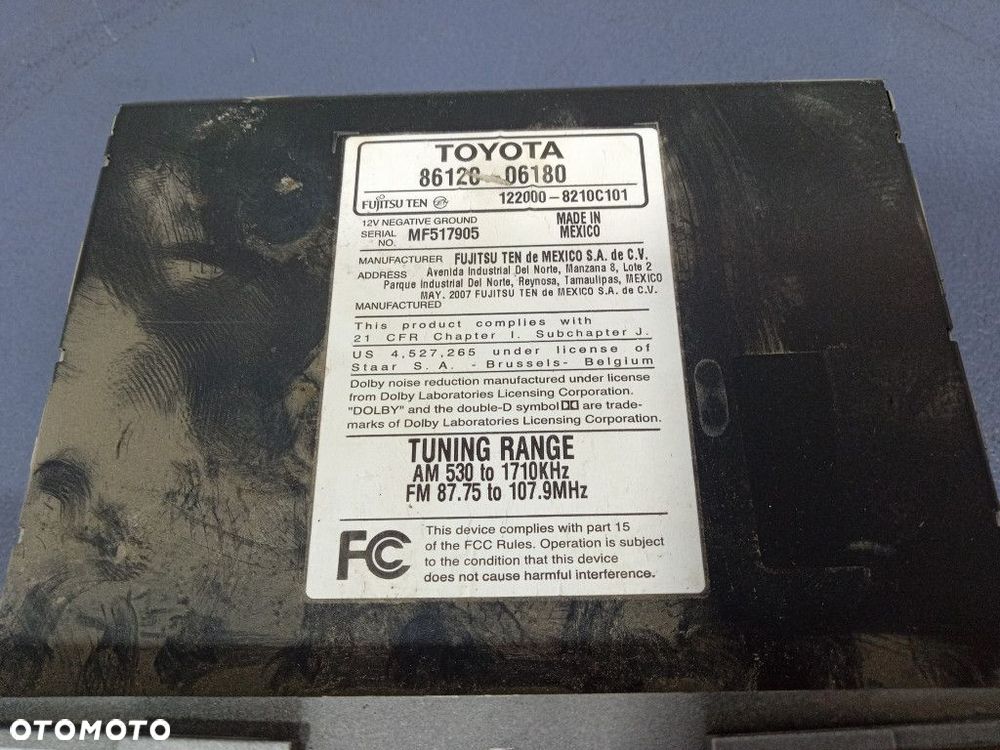 TOYOTA CAMRY XV40 RADIO CD FABRYCZNE 86120-06180 - 5