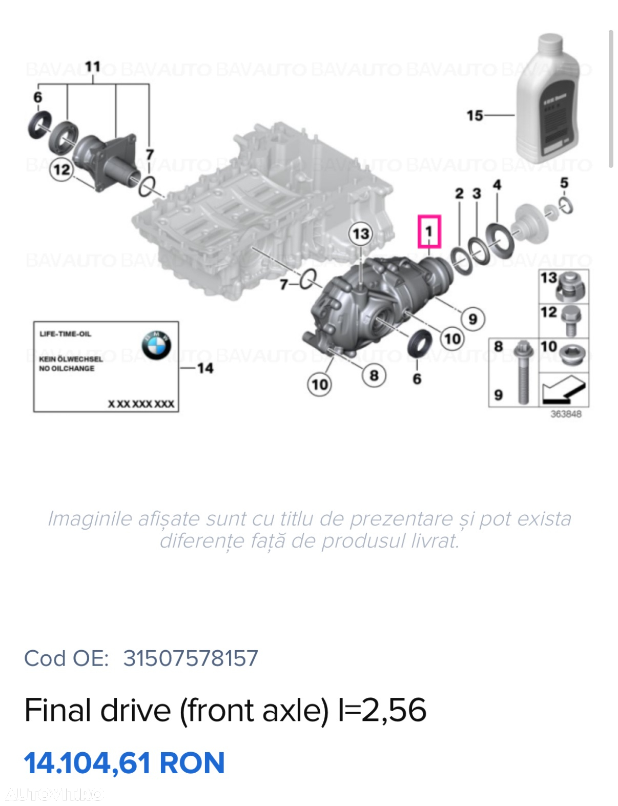 Grup diferențial față bmw raport 2.56 F10 F30 F10 F07 4x4 xdrive punte față transmisie integrală 530dx 740dx etc - 5