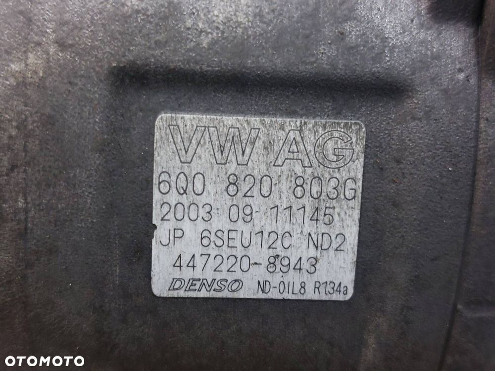 SPRĘŻARKA KOMPRESOR KLIMATYZACJI SKODA FABIA I 1.2 6V 6Q0820803G ID: 237995 - 2