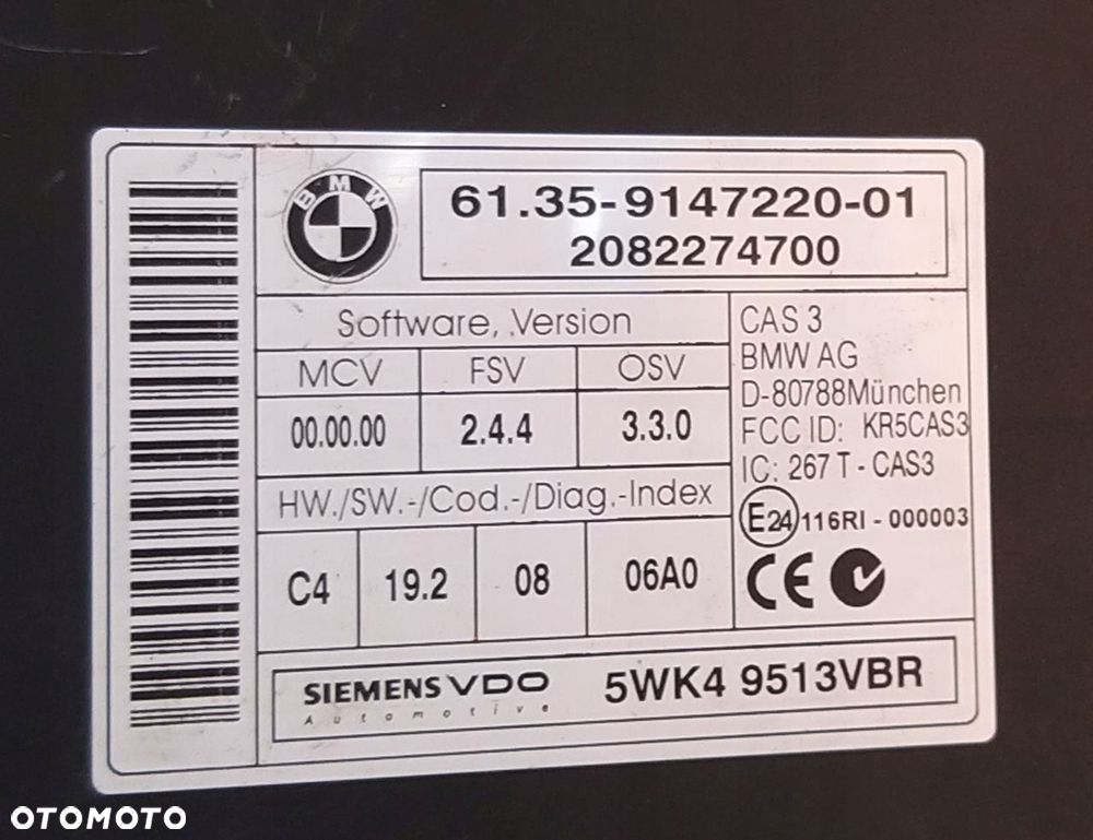 BMW E91 E90 MODUŁ STEROWNIK 9147220-01 5WK49513VBR - 2