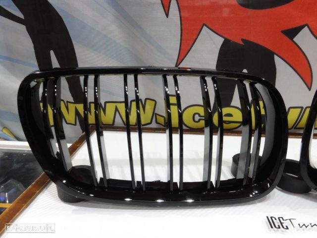 Grelha frontal em plástico ABS para BMW X3 E83 2006-2010 M4 look / dupla lâmina em preto piano brilhante - 11