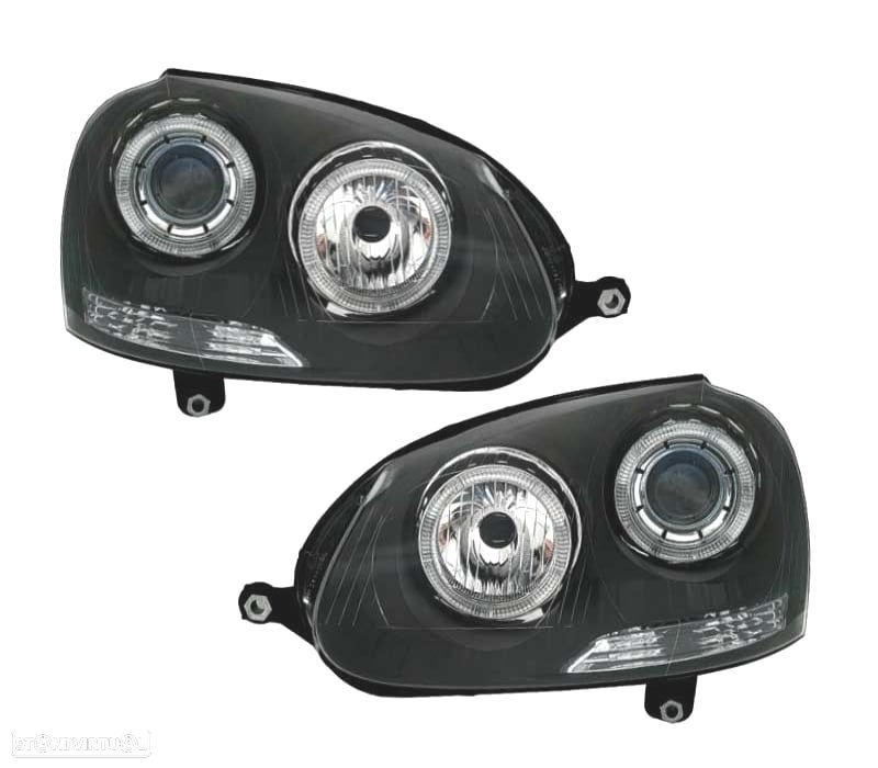FARÓIS VOLKSWAGEN VW GOLF 5 03-08 ANGEL EYES FUNDO NEGRO - 1