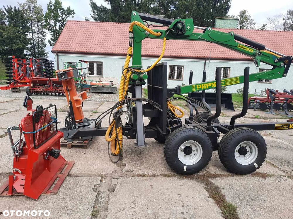 Inny Przyczepa leśna Kellfri 8 ton z żurawiem HDS 6,3m - odkładany HDS - TROL, Wyciągarka leśna do drewna KR4 - 4 tony WIRAX, Pomarol Chwytak do zrywki drewna hydrauliczny CHD100 / CHD110 - kleszcze do drewna, Rębak do drewna, trocina, zrębka - 6