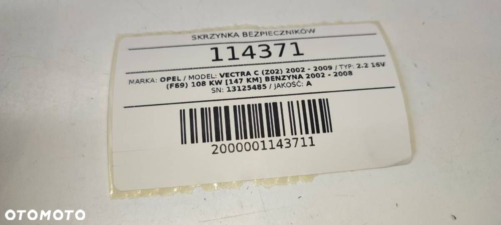 SKRZYNKA BEZPIECZNIKÓW OPEL VECTRA C 13125485 - 5