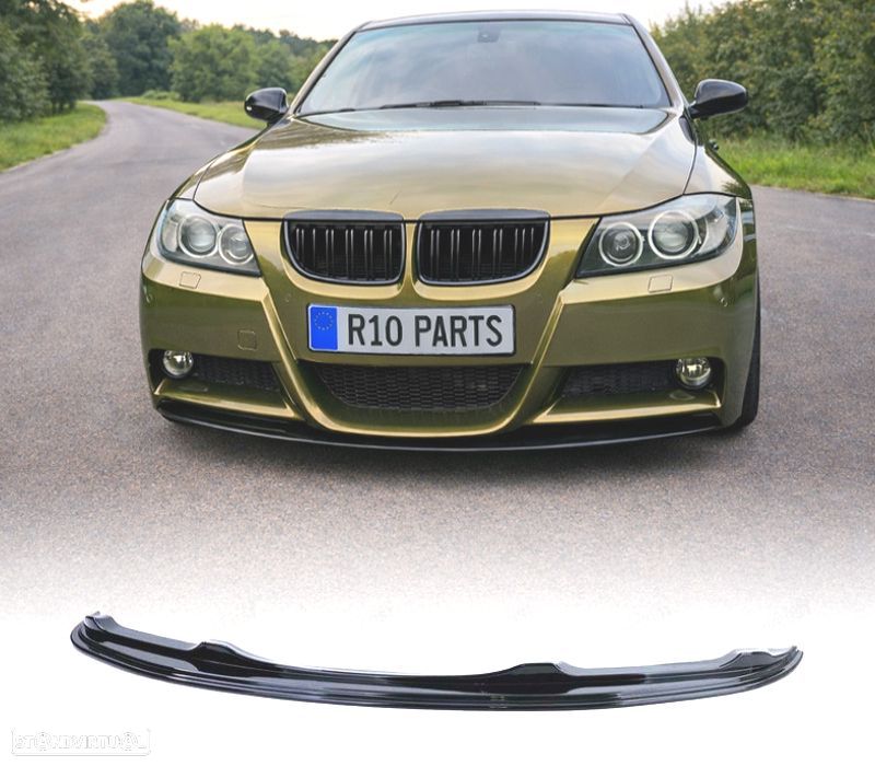 SPOILER LIP BMW E90 E91 05-08 LOOK M PRETO BRILHANTE - 1