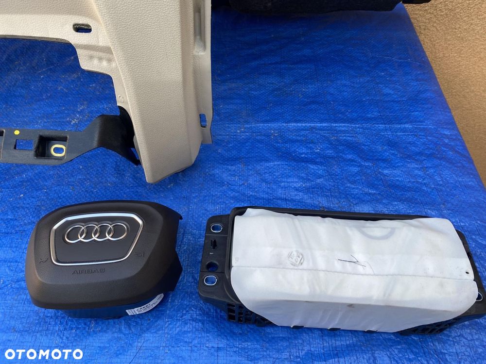 AUDI Q7 4M 7os. BRĄZOWA KONSOLA AIRBAG KIEROWCY PASAŻERA PASY BEŻOWE - 3