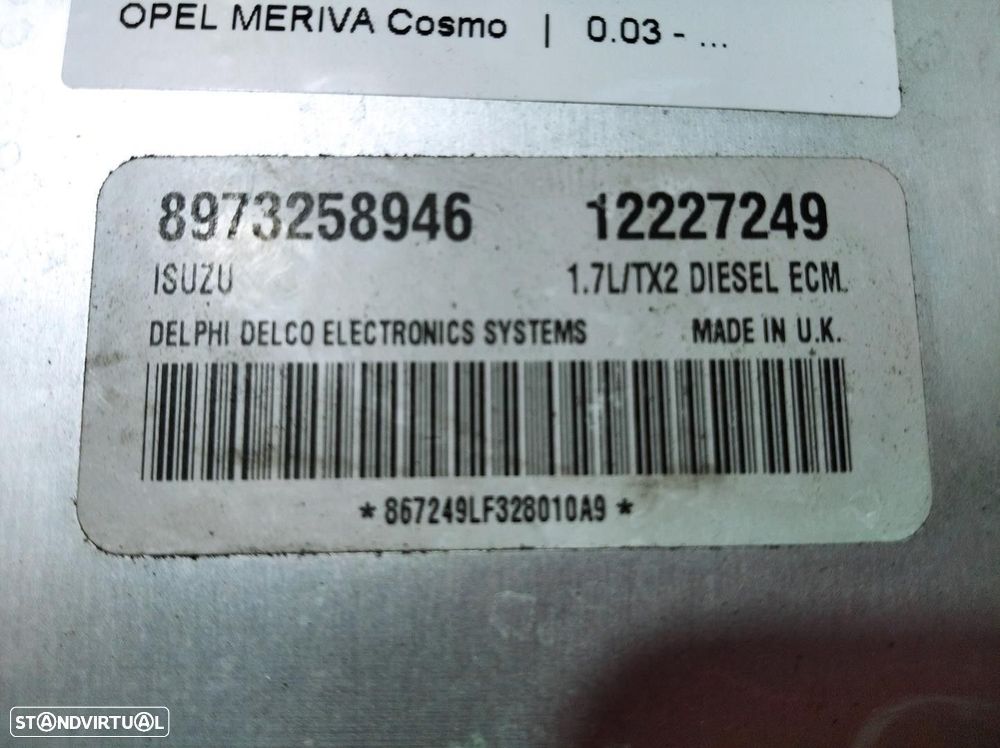 CENTRALINA MOTOR UCE OPEL MERIVA A LIMUSINA 2004 - 3