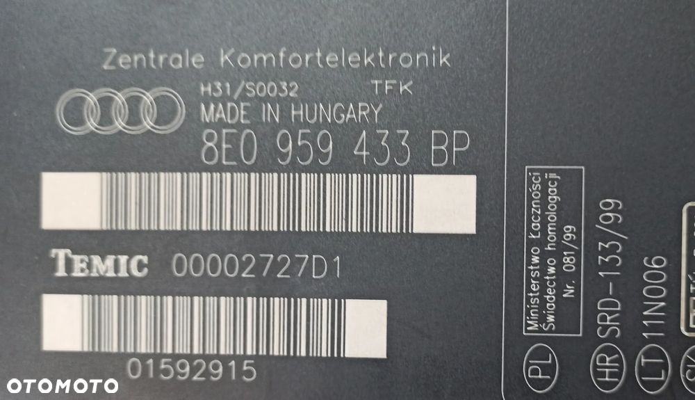 AUDI A4 B7 MODUŁ KOMFORTU 8E0959433BP - 2