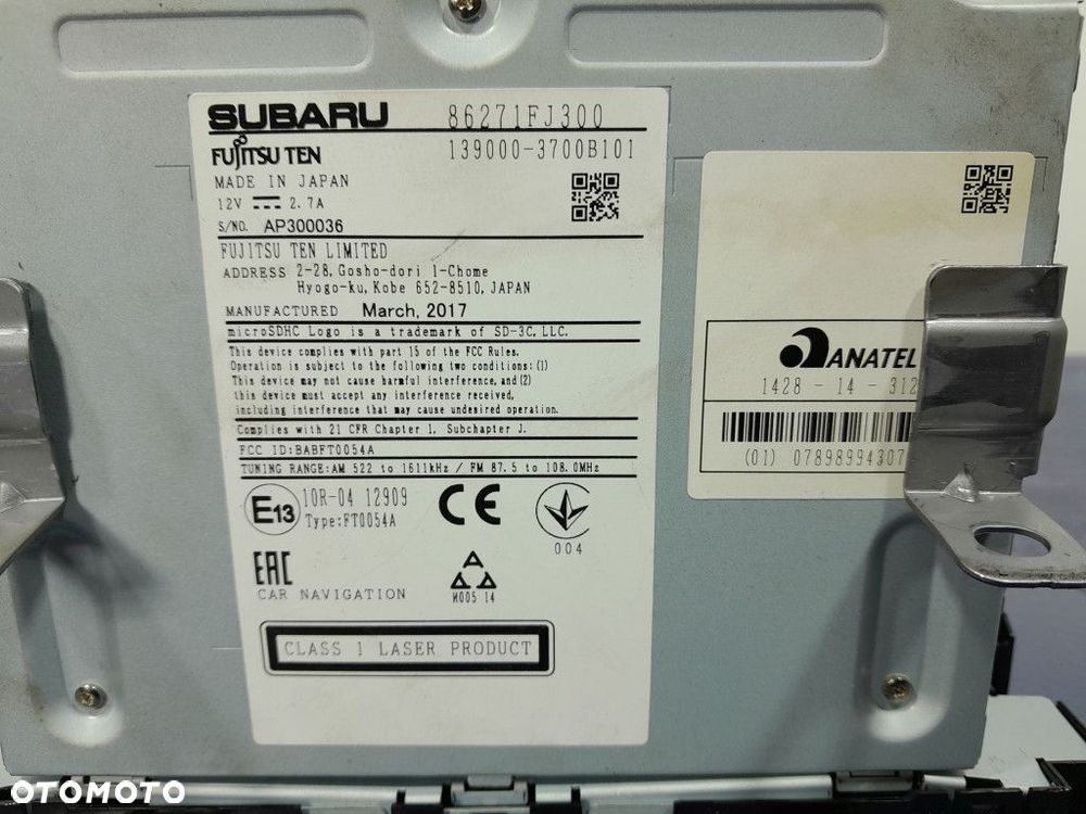 SUBARU XV LIFT RADIO CD NAWIGACJA EU 86271FJ300 - 9