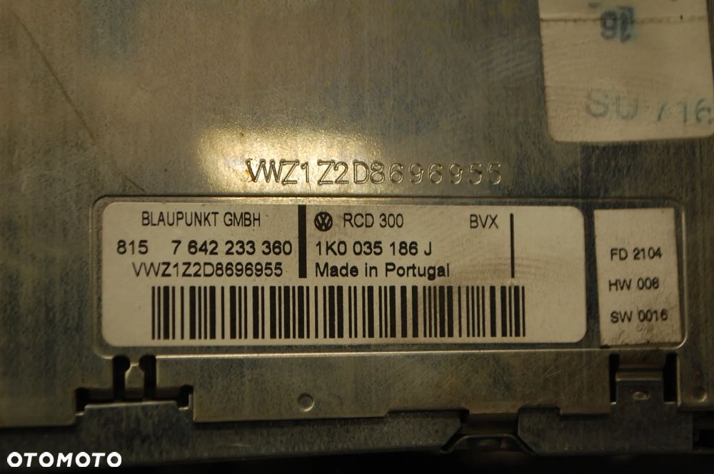 RADIO FABRYCZNE 1K0035186JX RCD300 VW GOLF V JETTA V 1K0035186J - 11