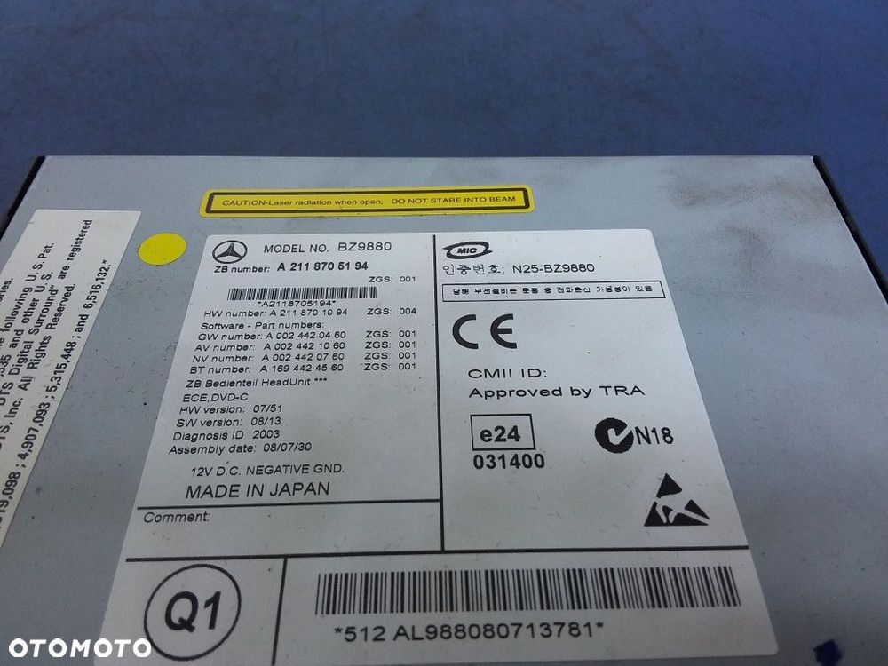 MERCEDES E W211 LIFT RADIO NAWIGACJA A2118705194 - 4