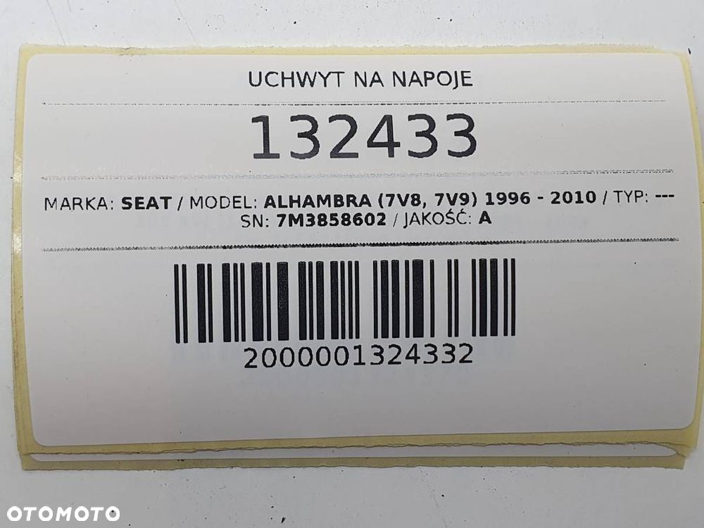 UCHWYT NA NAPOJE CUP HOLDER SEAT ALHAMBRA I SHARAN 7M3858602 - 6