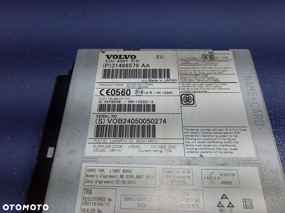 VOLVO V40 II RADIO CZYTNIK PŁYT NAWIGACJI 31466579 - 4