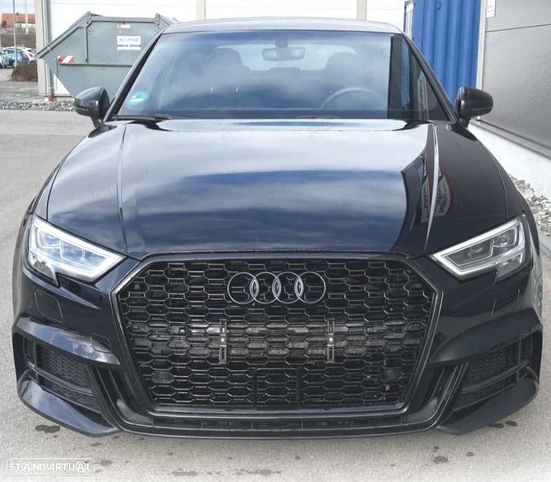 GRELHA DIANTEIRA AUDI A3 8V 16-19 PDC LOOK RS3 PRETO BRILHANTE - 4