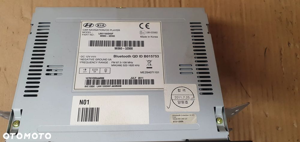 Radio radioodtwarzacz NAVI nawigacja Hyundai I40 96560-3Z000 - 9