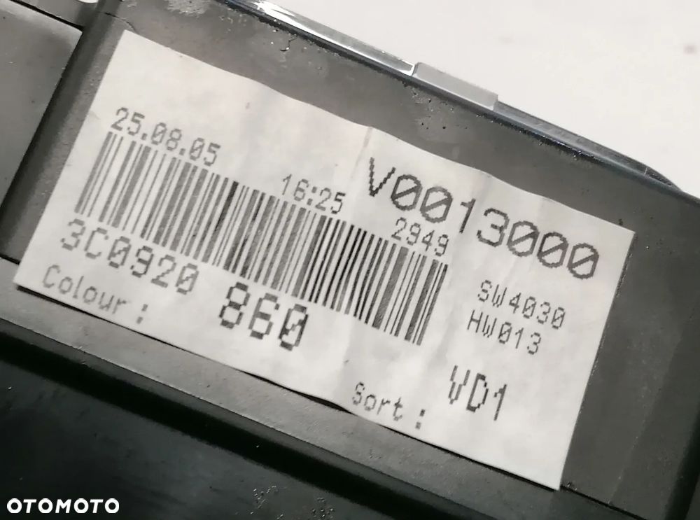 VW PASSAT B6 05- 2.0 FSI LICZNIK ZEGARY 3C0920860 EUROPA - 2