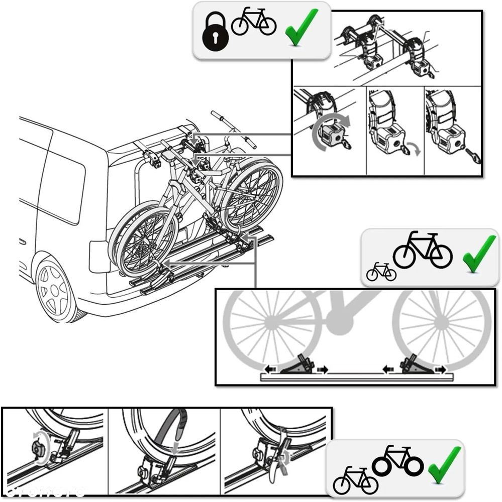 VW CADDY V  Bagażnik rowerowy Menabo SHADOW 2.0 - NA KLAPĘ NA 3 ROWERY DO VW CADDY V 2020- - 3