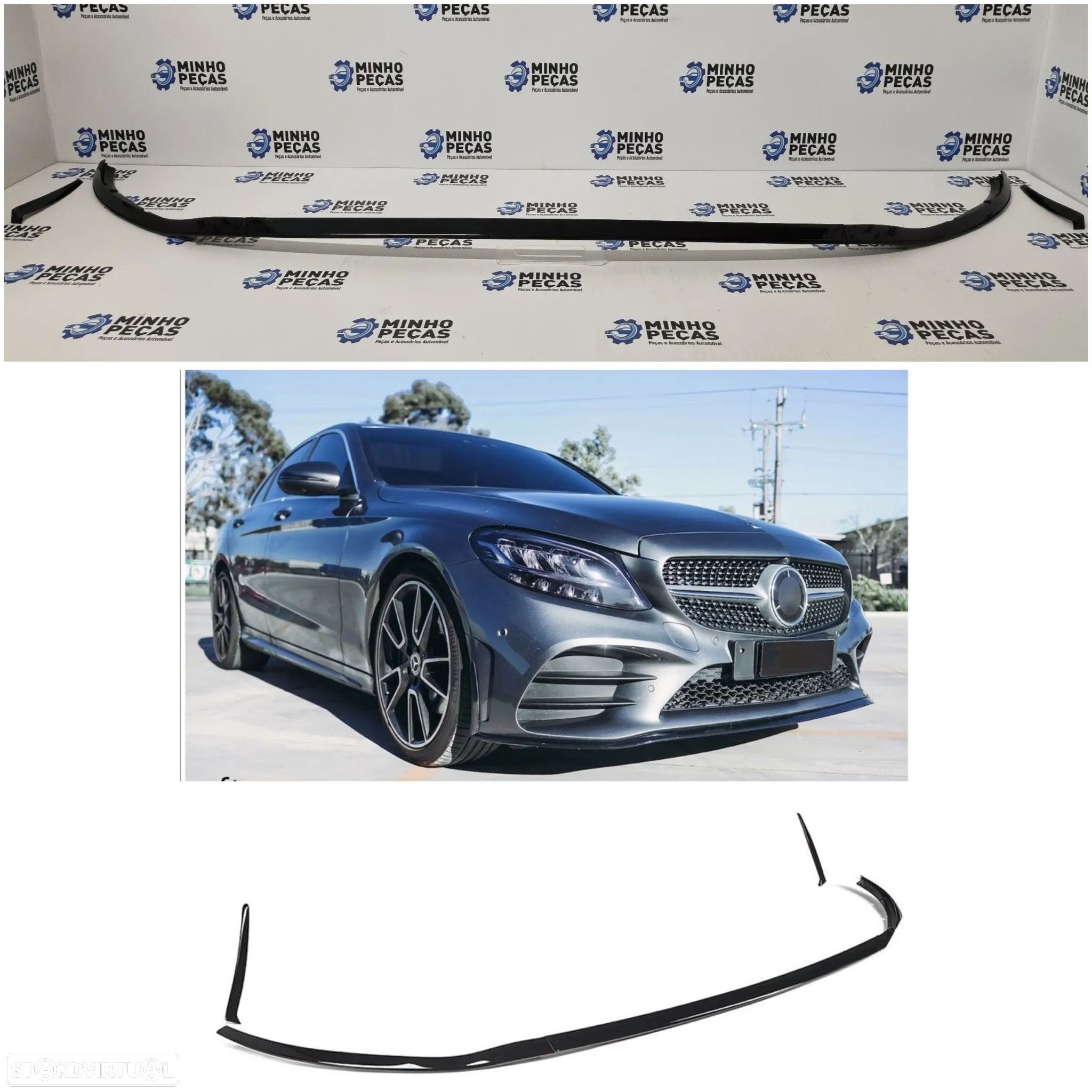 Spoiler Frontal Mercedes Class C (W205) AMG Facelift Preto Brilho - 1
