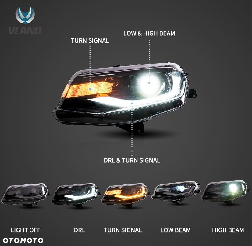 Reflektor Lampa kpl Vland Full Led Neon Tuning Chevrolet Camaro VI 6 2016- - 6