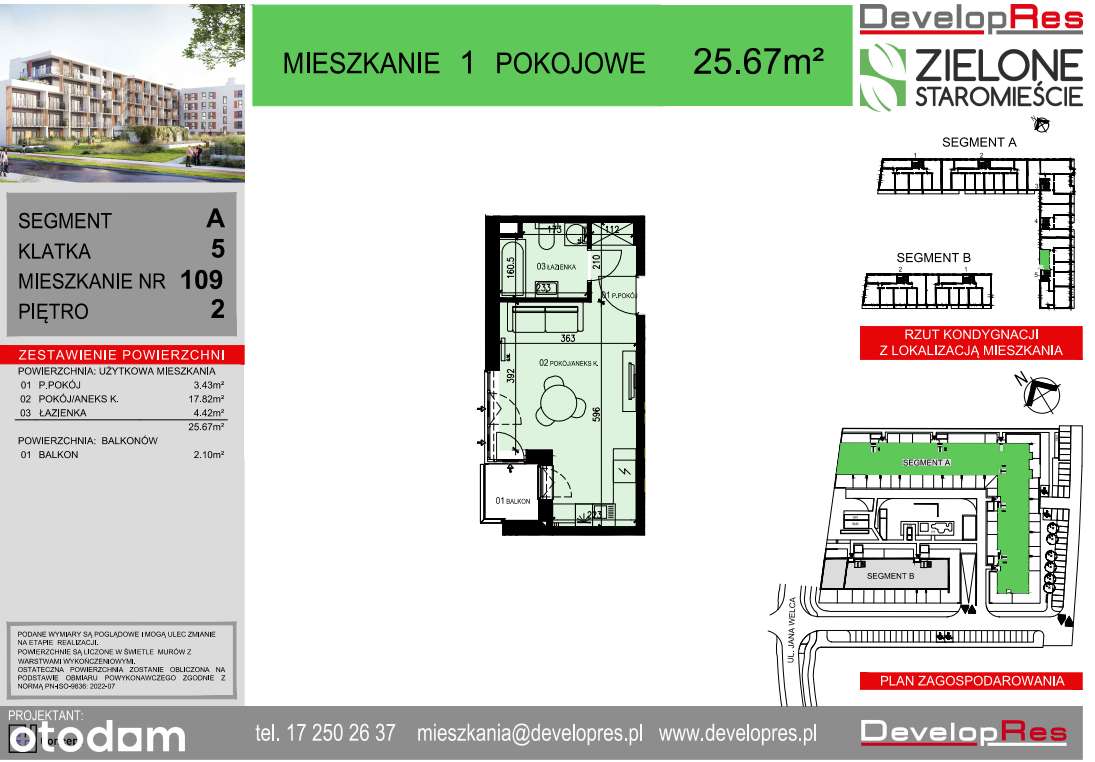 Kawalerka 25,67 m² z balkonem | 2. piętro