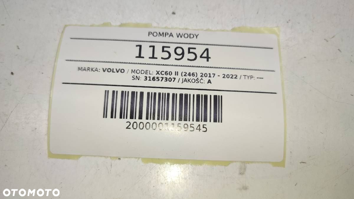 POMPKA POMPA OBIEGU WODY PŁYNU WĄŻ  VOLVO XC60 II XC90 S90 V90 V60 31657307 - 5