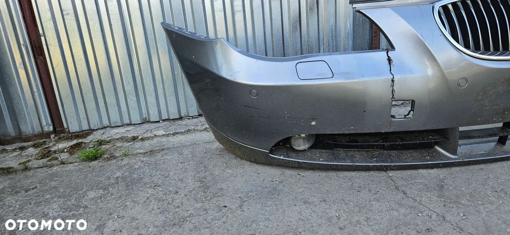 BMW 5 E60 E61 2003-2007 Kompletny zderzak przód Zderzak przedni pod czujniki parkowania PDC XENON spryskiwacze  KOLOR Silbergrau - 11