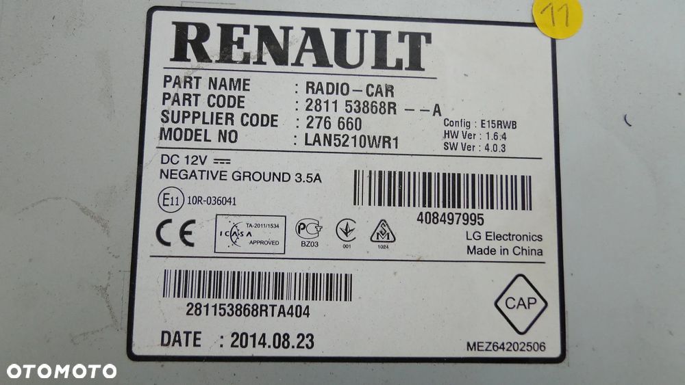 RENAULT CLIO IV 4 RADIO CD MP3 NAWIGACJA EKRAN MONITOR EUROPA - 3