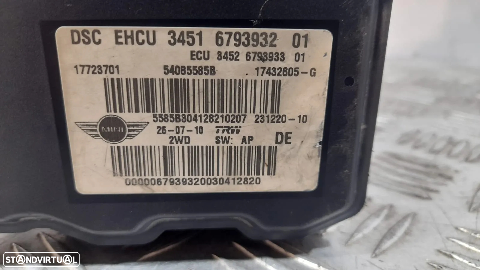 ABS MODULO BLOCO HIDRAULICO MINI COUNTRYMAN R60 1.6i 16V 122CV N16B16A 34516793932 6793932 17723701 54085585B COOPER R56 R56 LCI CLUBMAN R55 R55 LCI CABRIO R57 R57 LCI - 4