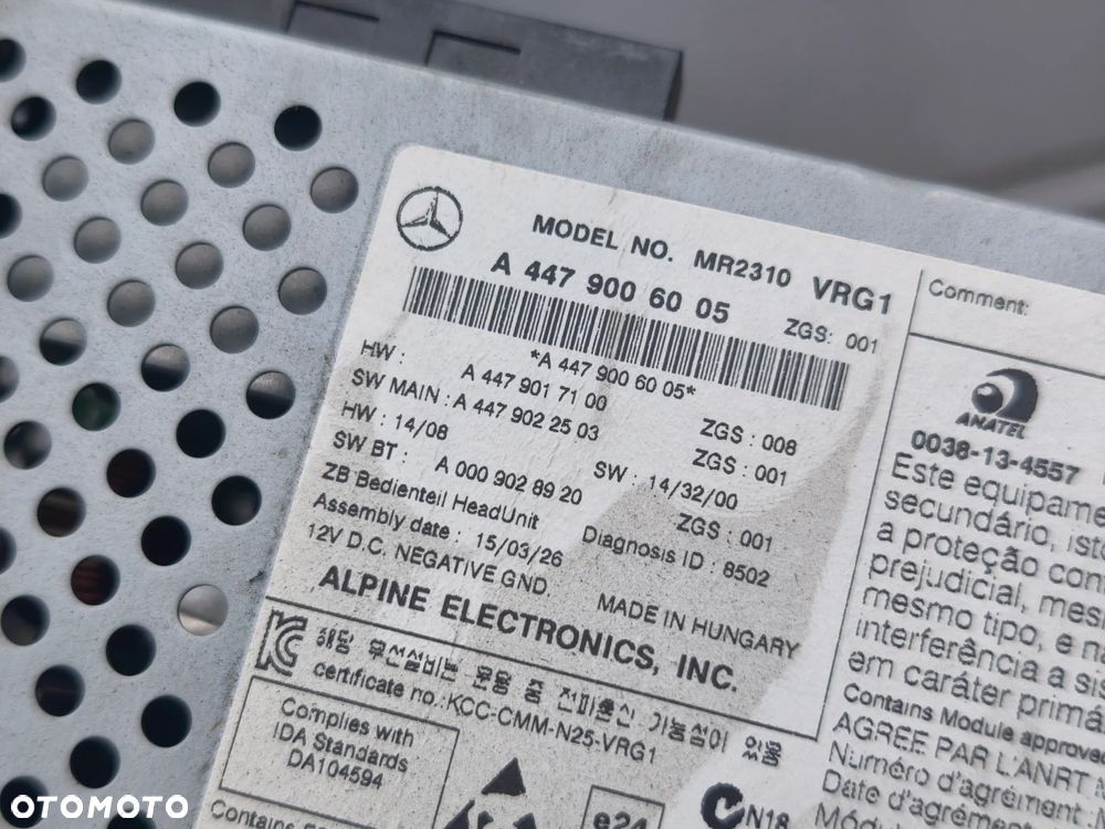 Radio Mercedes Vito w447 a4479006005 - 7