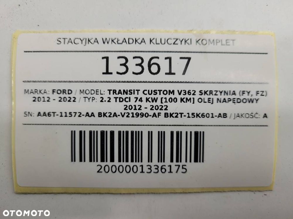 STACYJKA WKŁADKA KLUCZYKI KOMPLET FORD TRANSIT CUSTOM AA6T-11572-AA - 17