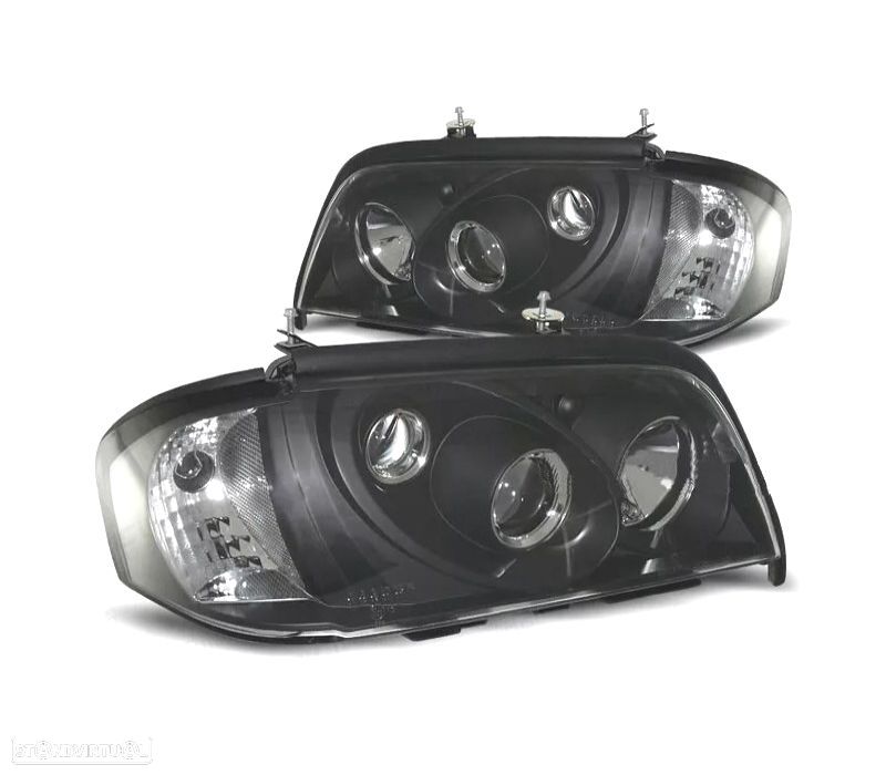 FARÓIS PROJETOR + PISCAS MERCEDES C W202 93-00 PRETO VIDRO LISO - 1