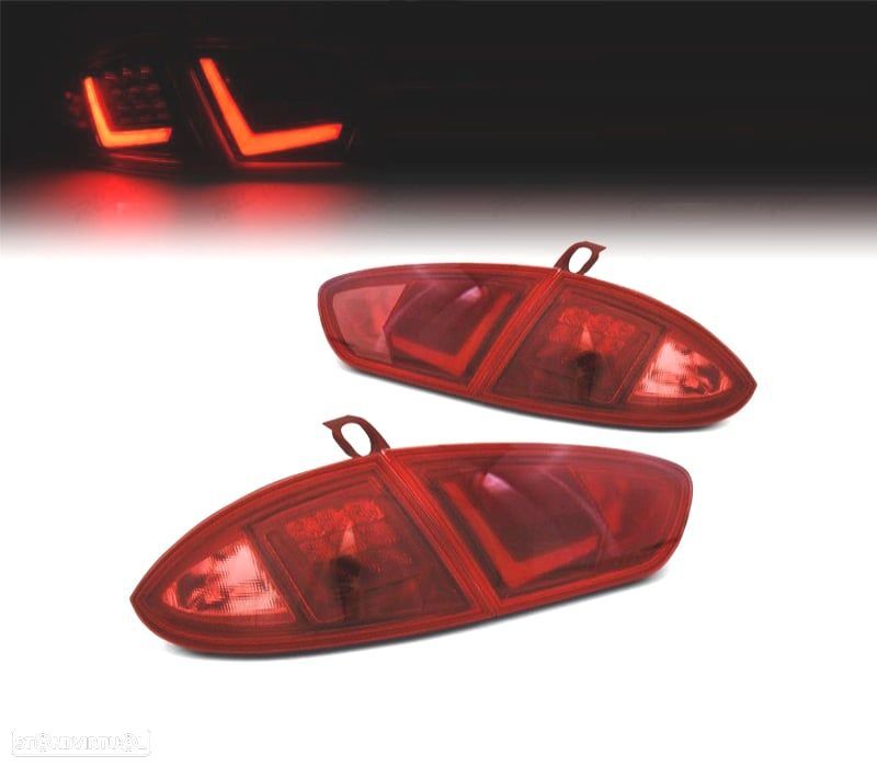 FAROLINS TRASEIROS SEAT LEON 1P 09-12 LIGHT BAR VERMELHO FUMADO FACELIFT LOOK - 1