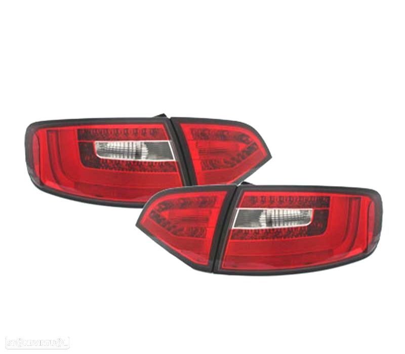 CONJUNTO DE LUZES TRASEIRAS PARA AUDI A4 8K B8 AVANT LED DINÂMICOS VERMELHOS TRANSPARENTES - 1