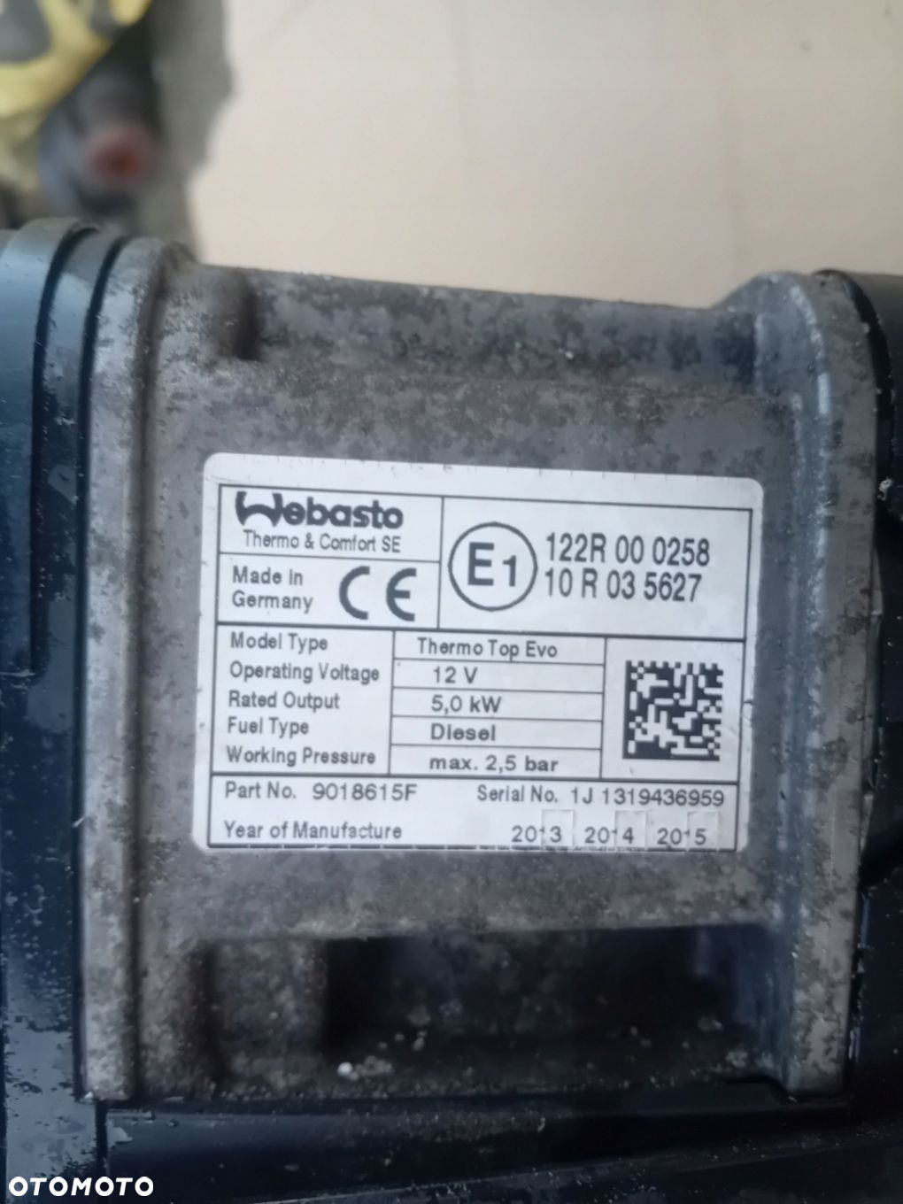 OGRZEWANIE POSTOJOWE WEBASTO THERMO TOP EVO CITROEN C5 III X7 EU 9687946580 - 12